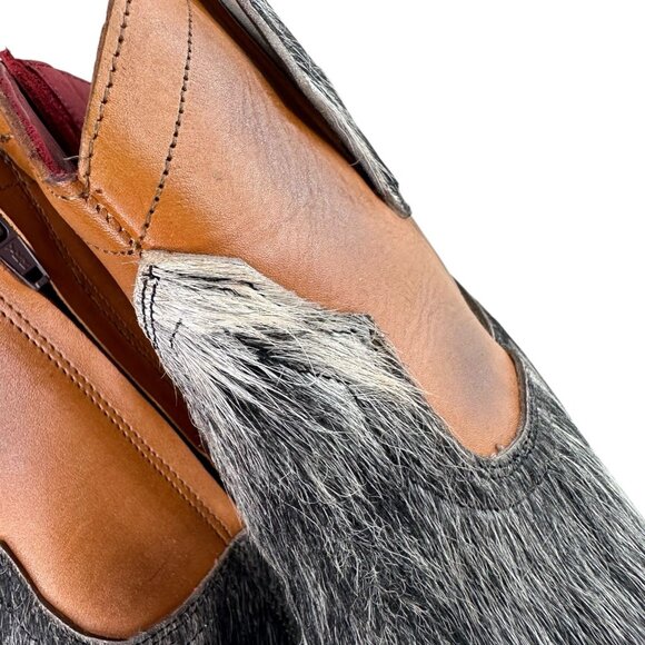 Alcala's Johnny Women Black Silver Cow Hair-On-Hide Leather Cowboy Boots Size 6 - Picture 11 of 14